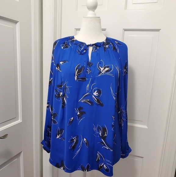 Nine West Colorful Floral Print Tunic Satin feel/look Size 0X, Business Casual - Picture 1 of 10